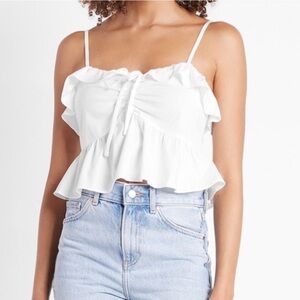 Express White Ruffle Strap Top